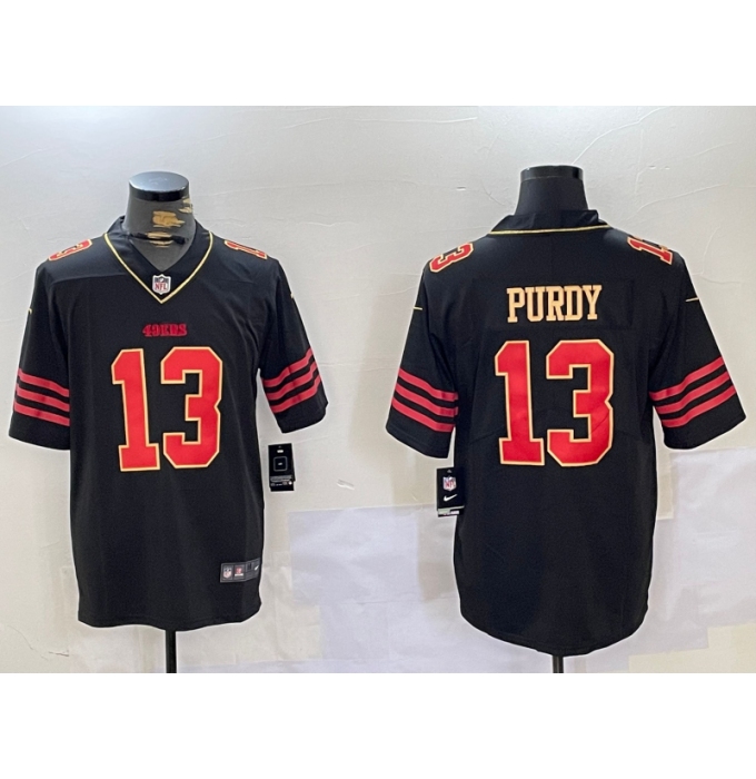 Men's San Francisco 49ers #13 Brock Purdy Black Golden Edition Stitched Nike Limited Jersey