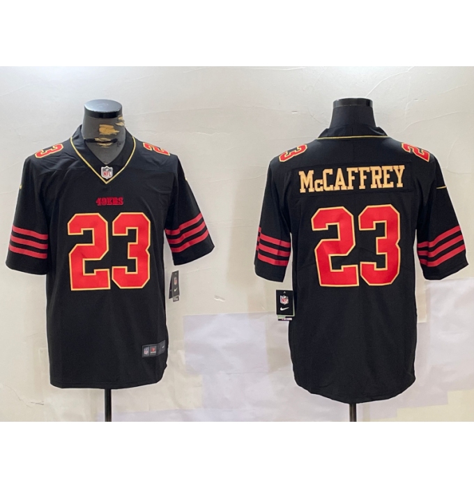 Men's San Francisco 49ers #23 Christian McCaffrey Black Golden Edition Stitched Nike Limited Jersey