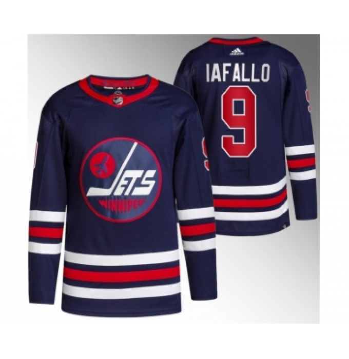 Men's Winnipeg Jets #9 Alex Iafallo 2021-22 Navy Stitched Jersey