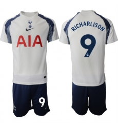 Men's Tottenham Hotspur #9 Richarlison 2025-26 White Home Soccer Jersey Suit
