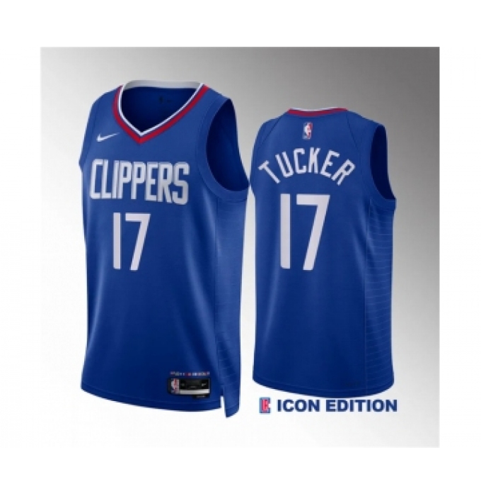 Men's Los Angeles Clippers #17 P.j. Tucker Blue Icon Edition Stitched Jersey
