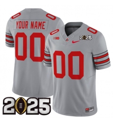 Men's Ohio State Buckeyes Active Player Custom Grey 2025 CFP Final Patch F.U.S.E. Vapor Limited Stitched Football Jersey