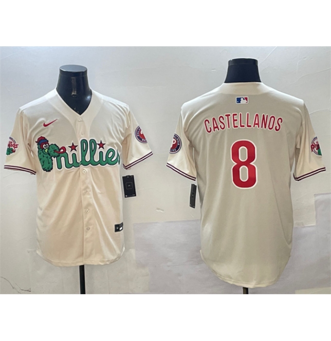 Men's Philadelphia Phillies #8 Nick Castellanos Cream Phanatic Limited Stitched Jersey