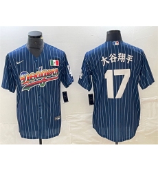 Men's Los Angeles Dodgers #17 大谷翔平 Navy Cool Base With Stitched Baseball Jersey