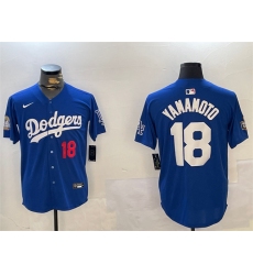 Men's Los Angeles Dodgers #18 Yoshinobu Yamamoto Royal 2024 World Series Alternate Limited Stitched Baseball Jersey