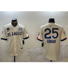 Men's Los Angeles Dodgers #25 Tommy Edman Cream 2024 World Series With Fernando Memorial City Connect Limited Stitched Baseball Jersey