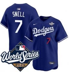 Men's Los Angeles Dodgers #7 Blake Snell Royal 2025 World Series Limited Stitched Baseball Jersey