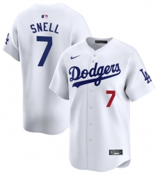 Men's Los Angeles Dodgers #7 Blake Snell White 2024 Home Limited Stitched Baseball Jersey