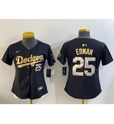 Women's Los Angeles Dodgers #25 Tommy Edman Black Gold Limited Stitched Baseball Jersey(Run Small)