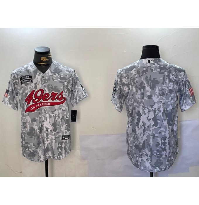 Men's San Francisco 49ers Blank Arctic Camo 2024 Salute to Service Stitched Baseball Jersey