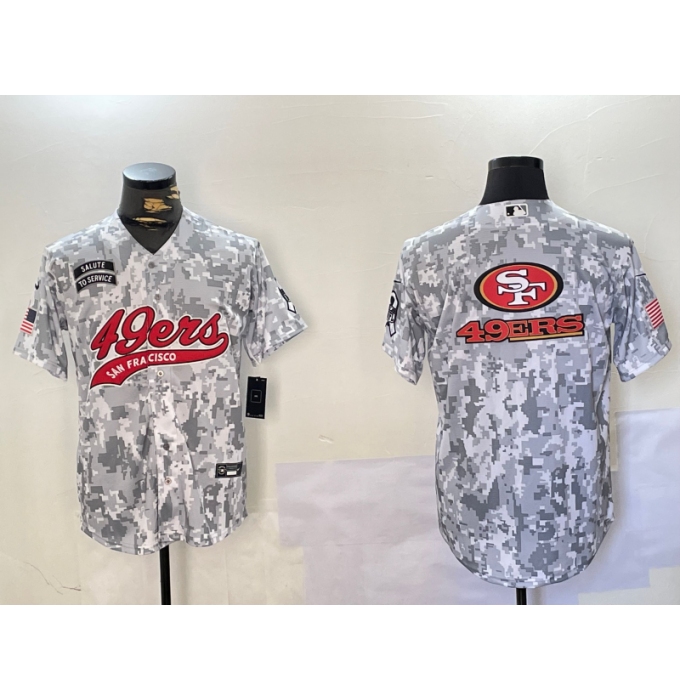 Men's San Francisco 49ers Blank Arctic Camo 2024 Salute to Service Stitched Baseball Jerseys