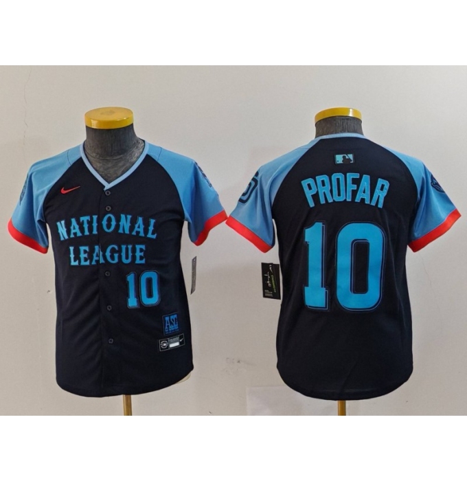 Youth San Diego Padres #10 Jurickson Profar Number Navy 2024 All Star Limited Stitched Jersey