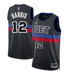 Men's Detroit Pistons #12 Tobias Harris Black 2024 Statement Edition Stitched Basketball Jersey