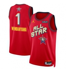 Men's 2025 All-Star #1 Victor Wembanyama Red Stitched Basketball Jersey