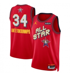 Men's 2025 All-Star #34 Giannis Antetokounmpo Red Stitched Basketball Jersey