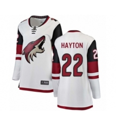 Women's Arizona Coyotes #22 Barrett Hayton Authentic White Away Fanatics Branded Breakaway NHL Jersey