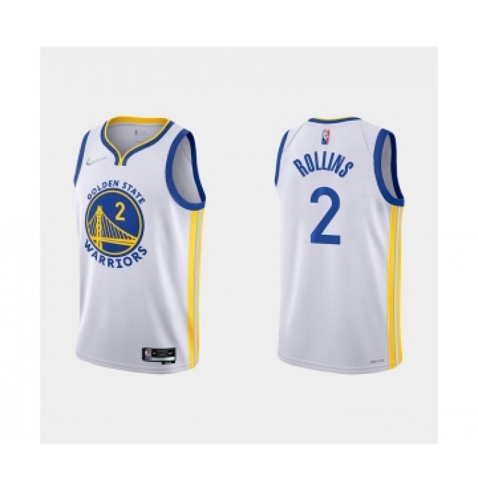 Men's Golden State Warriors #2 Ryan Rollins 2022 White Stitched Basketball Jersey