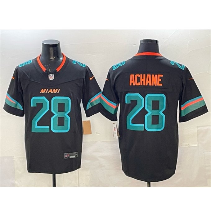 Men's Miami Dolphins #28 De’Von Achane Black 2025 F.U.S.E. “Rivalries” Vapor Limited Stitched Football Jersey