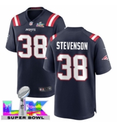 Men's New England Patriots #38 Rhamondre Stevenson Blue 2025 2026 Super Bowl LX F U S E Stitched Jersey