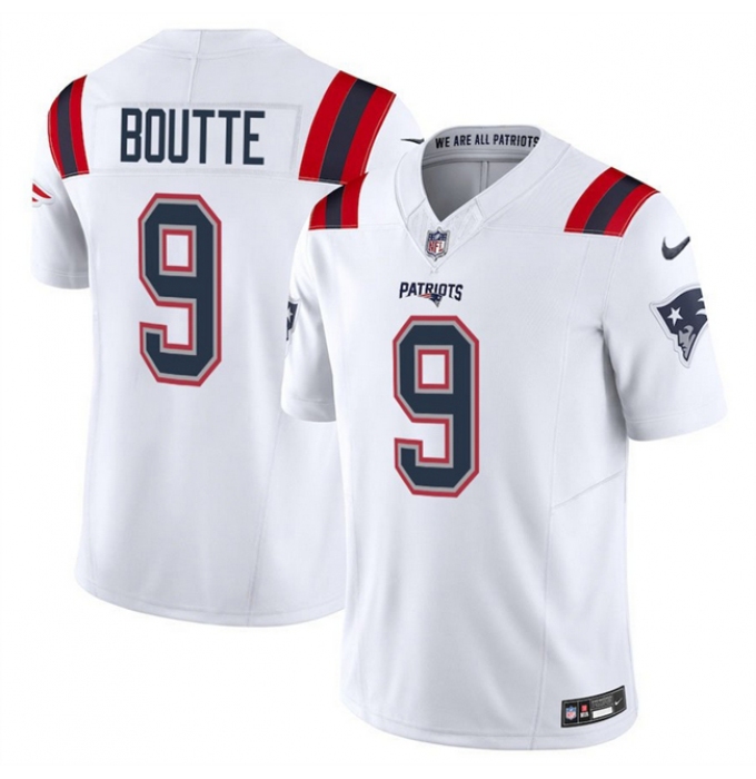 Men's New England Patriots #9 Kayshon Boutte White 2025 F.U.S.E. Vapor Limited Football Stitched Jersey