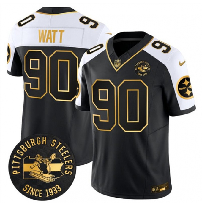 Men's Pittsburgh Steelers #90 T.J. Watt Black Gold Alternate F.U.S.E. Throwback 1933 Vapor Untouchable Limited Football Stitched Jersey