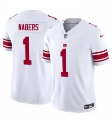 Men's New York Giants #1 Malik Nabers White Vapor Nike Stitched Jersey
