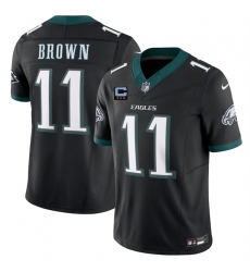 Men's Philadelphia Eagles #11 A.J. Brown Black 2025 F.U.S.E. With 3-Star C Vapor Untouchable Limited Throwback Stitched Football Jersey