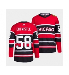 Men's Chicago Blackhawks #58 MacKenzie Entwistle Red Black 2022 Reverse Retro Stitched Jersey