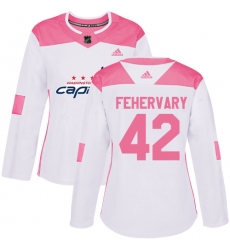 Women's Adidas Washington Capitals #42 Martin Fehervary Authentic White Pink Fashion NHL Jersey