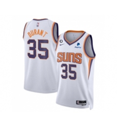 Men's Phoenix Suns #35 Kevin Durant White Association Edition With No.6 Patch Stitched Basketball Jersey