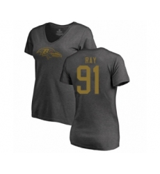 Football Women's Baltimore Ravens #91 Shane Ray Ash One Color T-Shirt