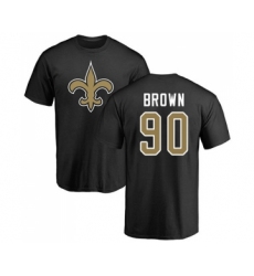 Football New Orleans Saints #90 Malcom Brown Black Name & Number Logo T-Shirt