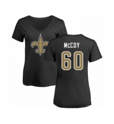 Football Women's New Orleans Saints #60 Erik McCoy Black Name & Number Logo Slim Fit T-Shirt