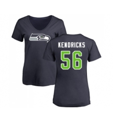 Football Women's Seattle Seahawks #56 Mychal Kendricks Navy Blue Name & Number Logo T-Shirt
