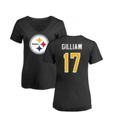 Football Women's Pittsburgh Steelers #17 Joe Gilliam Black Name & Number Logo Slim Fit T-Shirt