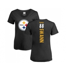 Football Women's Pittsburgh Steelers #88 Lynn Swann Black Backer Slim Fit T-Shirt