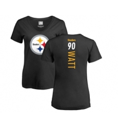 Football Women's Pittsburgh Steelers #90 T. J. Watt Black Backer Slim Fit T-Shirt