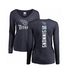 Football Women's Tennessee Titans #98 Jeffery Simmons Navy Blue Backer Long Sleeve T-Shirt