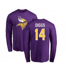 Football Minnesota Vikings #14 Stefon Diggs Purple Name & Number Logo Long Sleeve T-Shirt