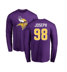 Football Minnesota Vikings #98 Linval Joseph Purple Name & Number Logo Long Sleeve T-Shirt