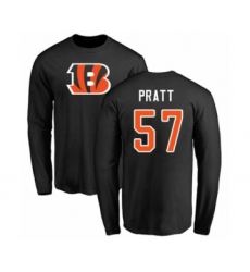 Football Cincinnati Bengals #57 Germaine Pratt Black Name & Number Logo Long Sleeve T-Shirt