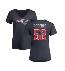 Football Women's New England Patriots #52 Elandon Roberts Navy Blue Name & Number Logo Slim Fit T-Shirt
