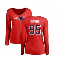 Football Women's New England Patriots #95 Derek Rivers Red Name & Number Logo Slim Fit Long Sleeve T-Shirt
