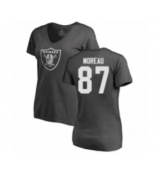 Football Women's Oakland Raiders #87 Foster Moreau Ash One Color T-Shirt