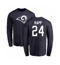 Football Los Angeles Rams #24 Taylor Rapp Navy Blue Name & Number Logo Long Sleeve T-Shirt