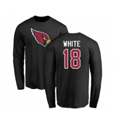 Football Arizona Cardinals #18 Kevin White Black Name & Number Logo Long Sleeve T-Shirt
