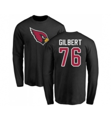 Football Arizona Cardinals #76 Marcus Gilbert Black Name & Number Logo Long Sleeve T-Shirt