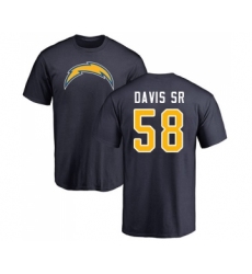 Football Los Angeles Chargers #58 Thomas Davis Sr Navy Blue Name & Number Logo T-Shirt