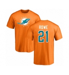Football Miami Dolphins #21 Eric Rowe Orange Name & Number Logo T-Shirt