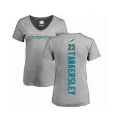 Football Women's Miami Dolphins #23 Cordrea Tankersley Ash Backer T-Shirt